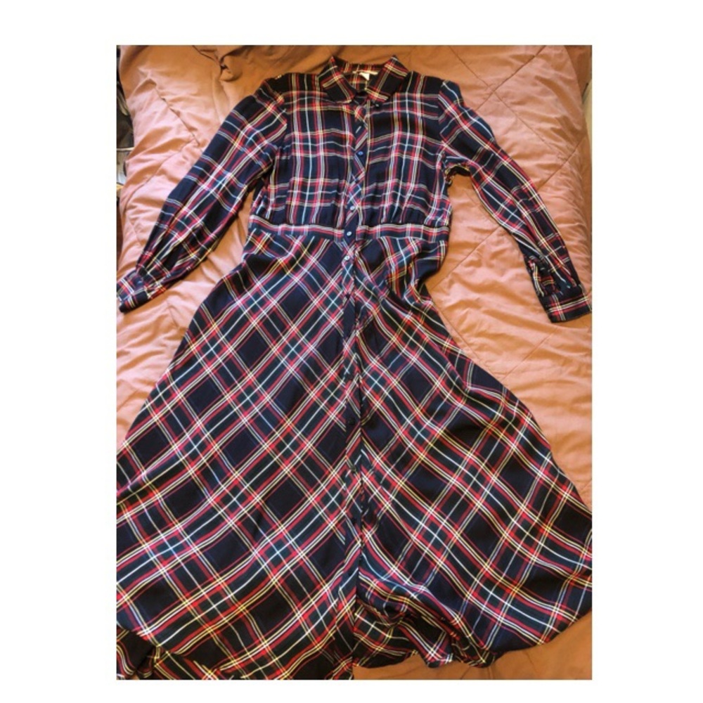 Plaid button up dress